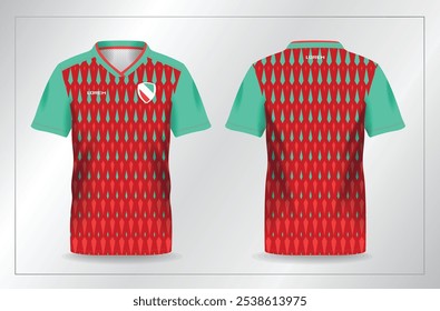 red and green turquoise sport jersey for football and soccer shirt template