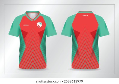 red and green turquoise sport jersey for football and soccer shirt template
