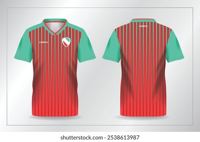 red and green turquoise sport jersey for football and soccer shirt template