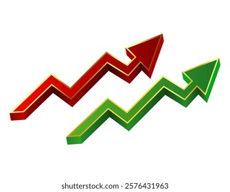 Red and green upward arrow graph showing rising trend