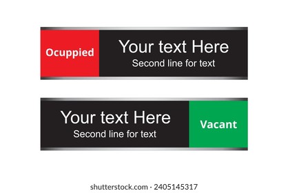 Red and green vacant or occupied slider signs on white background