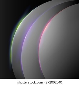 Red, green, violet  and gray abstract background, metal light waves, color light and metal, vector.