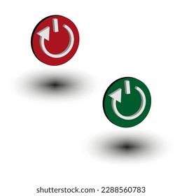 Conmutador de volumen verde rojo. Forma redonda. Elemento de diseño. Ilustración vectorial.