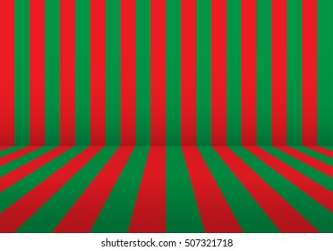 Red green wall and floor design space background vector illustration.