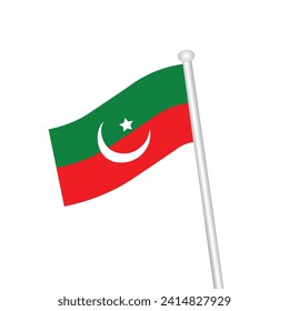 red and green waving flag of the Pakistani political party Tehreek e Insaf PTI, Pakistani insafians flag Independence day