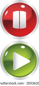 red and green web buttons,vector