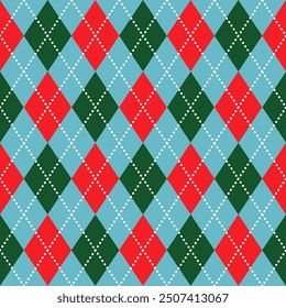 Red Green White Chess Board Christmas Background. Geometric  pattern.