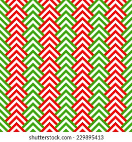 Red green and white chevron geometric seamless pattern, vector