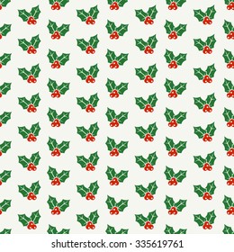 red, green & white christmas berry pattern, seamless texture background
