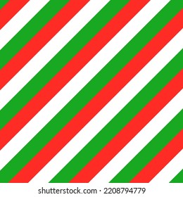 red green and white diagonal stripes vector seamless pattern.
