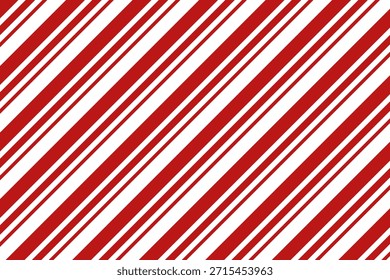 Rote, grüne und weiße diagonale Streifen Hintergrund Vektorgrafik. Zuckerrohrmuster für Weihnachten oder Neujahr Konzept, flach gelegen, nahtlos. Streifenmuster für Geschenkverpackung, Stoffmuster, Textil, Fliese