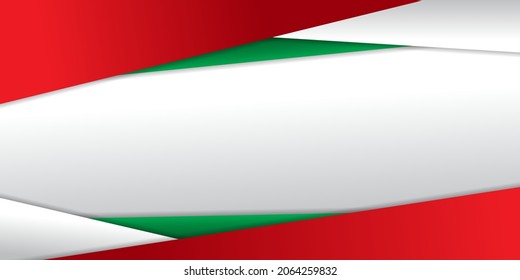 Red, green and white geometric background. Lebanon Independence day. Good template for Lebanon National Day design.