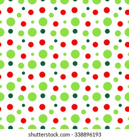 red, green & white modern polka dot pattern, seamless texture background