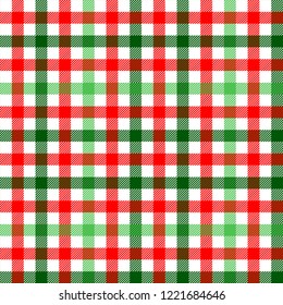 Red green and white tartan traditional fabric seamless pattern, vector