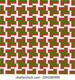 Red green and white weave pattern for christmas and new year background.