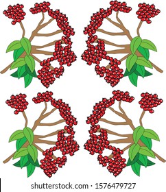 red and green winter flowers vector