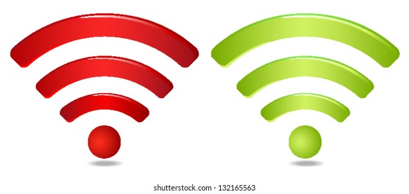 Red and green wireless network symbol