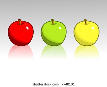 Red, green and yellow apples