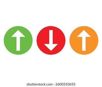 Red, green or Yellow UP Arrow Icon – Directional Symbol Vector EPS File.