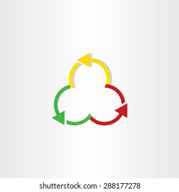 red green and yellow arrows recycling symbol design