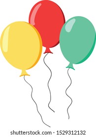 Red, green, and yellow balloon vector illustration.