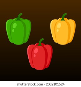 red green and yellow bell pepper capsicum vector logo icon illustration set collection 