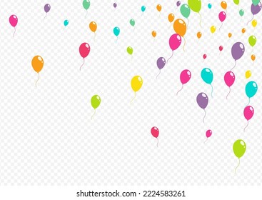 Red and Green and Yellow Celebration Balloon Vector Transparent Background. Glossy Inflatable Ball Poster. Multicolor Party Design. Color Anniversary Ballon Cover.