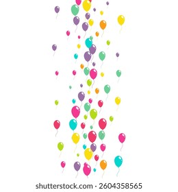 Red and Green and Yellow Celebration Balloon Vector  White Background. Flying Ballon Backdrop. Bright Jubilee Frame. Cartoon Joy Inflatable Ball Banner.