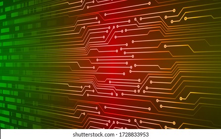 fondo del concepto de tecnología futura del circuito de cibercircuito amarillo rojo verde