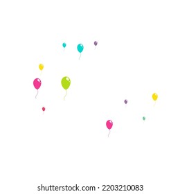 Red and Green and Yellow Party Inflatable Ball Vector  White Background. Flying Baloon Texture. Pink and Blue Glossy Design. Cute Round Ballon Cover.