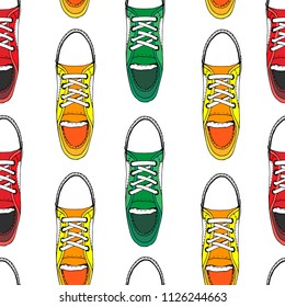 Sneaker Drawing Set Red Yellow Green Stock Vector (Royalty Free) 1107468344