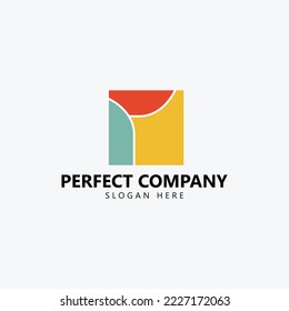 Red, green, and yellow square vector logo. Simple logo for business, company, product, brand, and event. 
