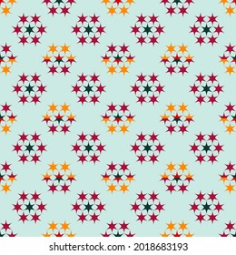 Red, green and yellow star pattern, vector.