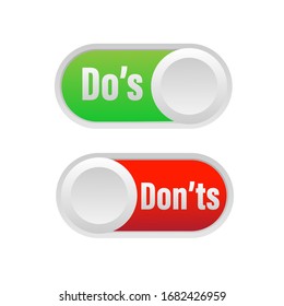 Red and green yes and no buttons. Graphic art logo design element isolated on white background. Concept of do or don't symbol like decision.