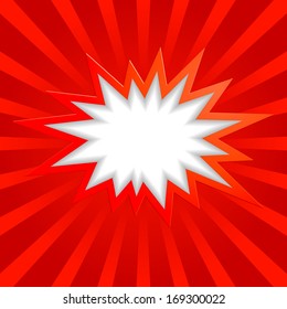 Red greeting background with place for text in the form bang