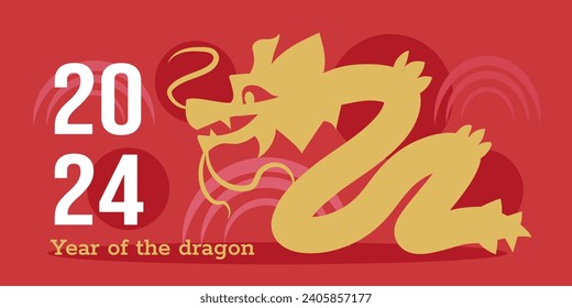 Red greeting banner for Chinese New Year 2024 with dragon