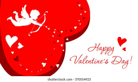 Red greeting card with angel for Valentine's Day