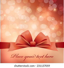 Red greeting card with bow
