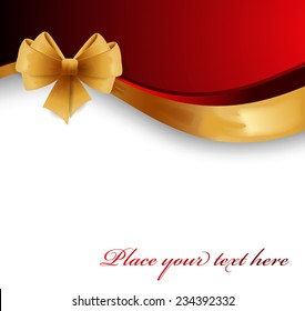 Red greeting card with gold bow