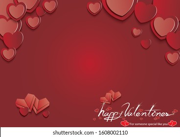 Red greeting card With a red heart Showing love that is hot Happy Valentine's Day.
