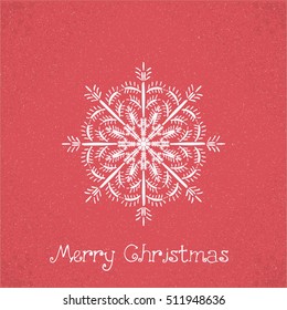 Red greeting card with snowflake