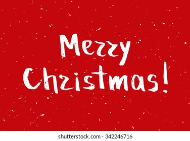 Red Greeting Christmas card with hand-drawn typography lettering. Holiday banner. Vintage poster. Merry Christmas