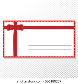 red greeting postcard on transparent background