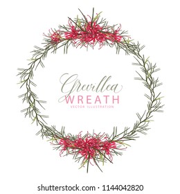 Red Grevillea Wreath Vector