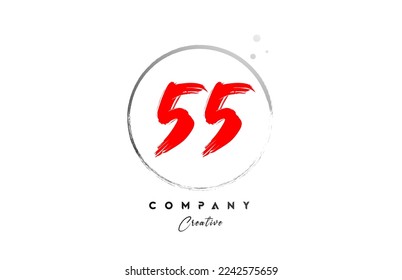 red grey 55 number letter logo icon design with dots and circle. Grunge creative gradient for company and business