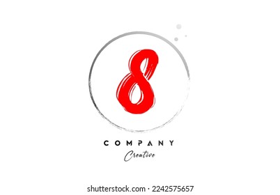 red grey 8 number letter logo icon design with dots and circle. Grunge creative gradient for company and business