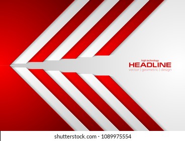 Red and grey abstract corporate geometric background. Vector design