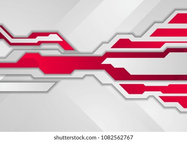 Fondo tecnológico abstracto rojo y gris. Diseño moderno y corporativo de vectores