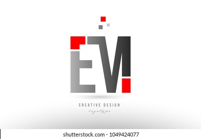 red grey alphabet letter em e m logo combination design suitable for a company or business