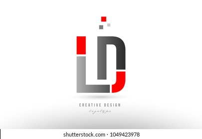 red grey alphabet letter ld l d logo combination design suitable for a company or business